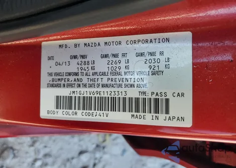 2014 Mazda 6 Touring z USA, uszkodzony, nr VIN JM1GJ1V69E1123313